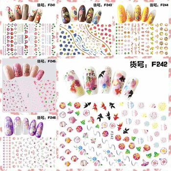 

1 Sheet Cute Fruit Birds Floral Fish Butterfly Emoticon Designs Adhesive Nail Art Stickers Decorations DIY Tips F241-250#