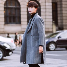 Winter Man Windbreaker Double Breasted Long Woolen Overcoat Loose Trench Fashion Cashmere Parka Thick Jacket Brand Clothing