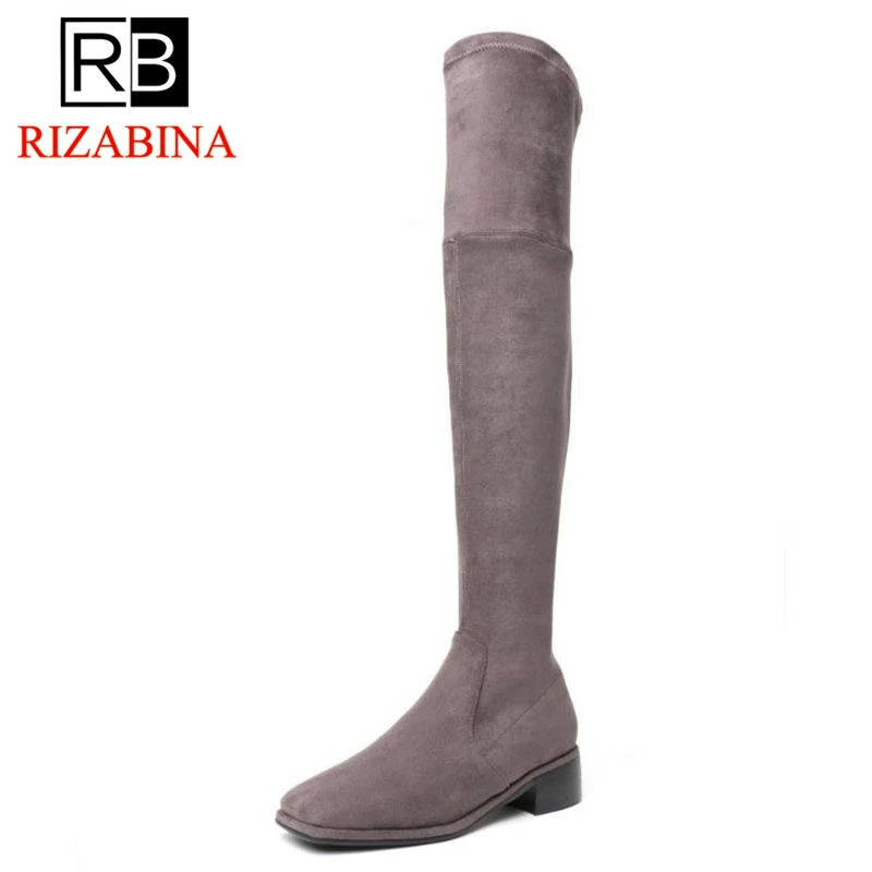 RizaBina Sexy Women High Heel Boots Real Leather Warm Fur Shoes Women
Winter Knee Stretch Boots Knee High Footwear Size 34-39