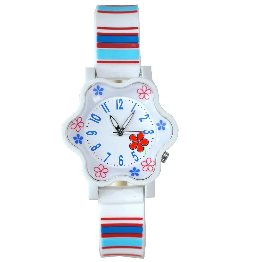 

WILLIS Fashion Watches Women Lovely Flower Dial Quartz Clock Students Silicone Rainbow Strap Girls WristWatch Children's watches