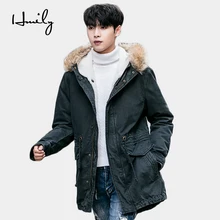 HMILY зимняя куртка Для мужчин чистого хлопка Толстая двухслойная теплая брендовая Пальто модная куртка для мальчиков с капюшоном на каждый день новые большие размеры