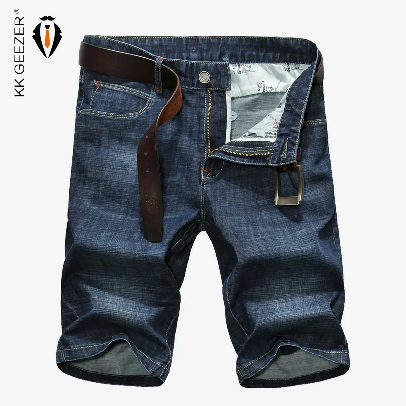 Summer Mens Jeans Short Dark Blue High Quality Casual Shorts Jeans Men Breathable Elastic Slim 