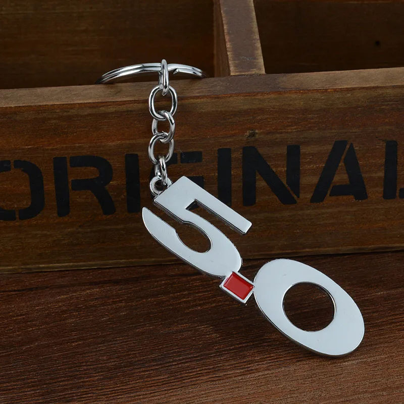 

New Car Metal Number 5.0 Keychain Emblem Auto Badge Key Ring Chain Keyfob for Ford Mustang Black/Silver/Red