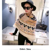 Зимняя брендовая плед кашемировый шарф Для женщин негабаритных двойной вязки шерсть Теплый пашмины платки Check Одеяло пончо и Накидки подарок