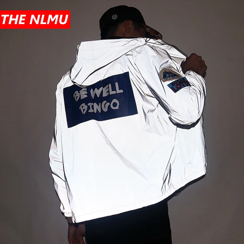 

Spring/Autumn Men 3M Reflective Jackets Waterproof Hip Hop Streetwears Couple Windbreaker Jackets and Coats Harajuku 2019 GW037