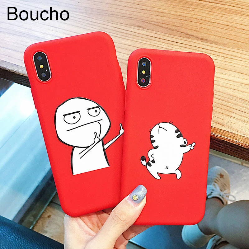 Мягкий силиконовый чехол Boucho для телефона iphone 6S 6 7 8 Plus X XS MAX XR с забавным