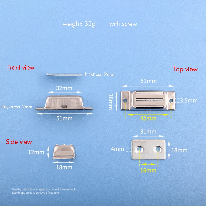 Cabinet Door Magnetic Catch Furniture Closet Catches Latch with 2 Strong Magnets Stainless Steel Kitchen Cupboard Closure Catch