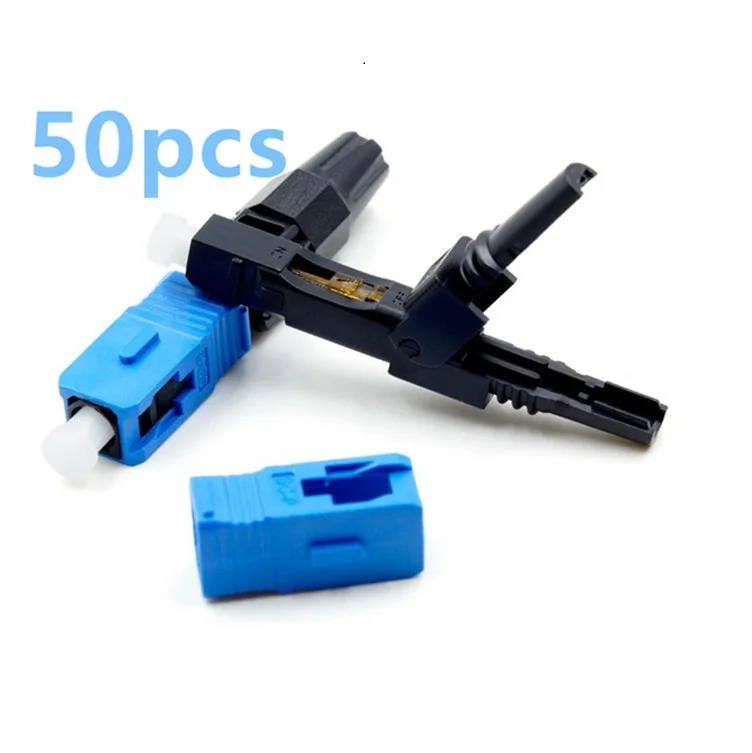 

50pcs SC UPC Fast Connector Embedded adapter support 0.9mm 2.0mm 3.0mm Indoor FTTH Flat Cable Fast/Quick adapter Field Assembl