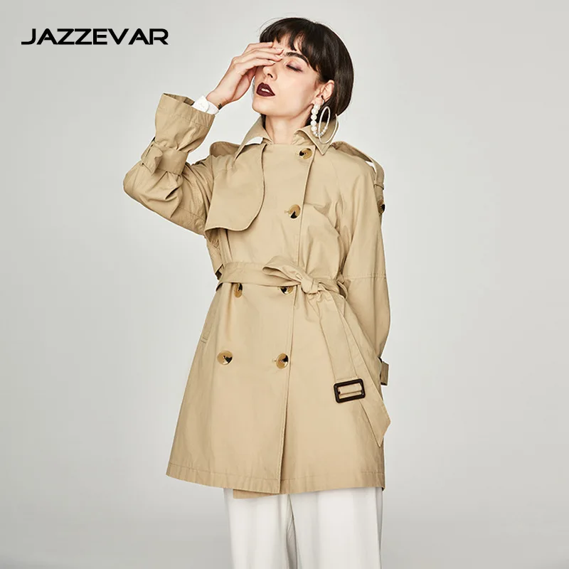 

trench coat spring waterfall runway coats women 2019 plus size Double breasted Loose Mid long Windproof casual elegant beige