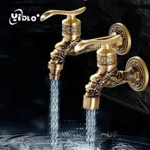 Luxury Antique Brass Decorative Outdoor Faucet Garden Bibcock Tap Bathroom Washing Machine /mop Faucet Washing Machine Taps C22 bibcock faucet for outdoor garden brass antique bronze washing machine faucet wall mounted bathroom tap toilet cold bibcock