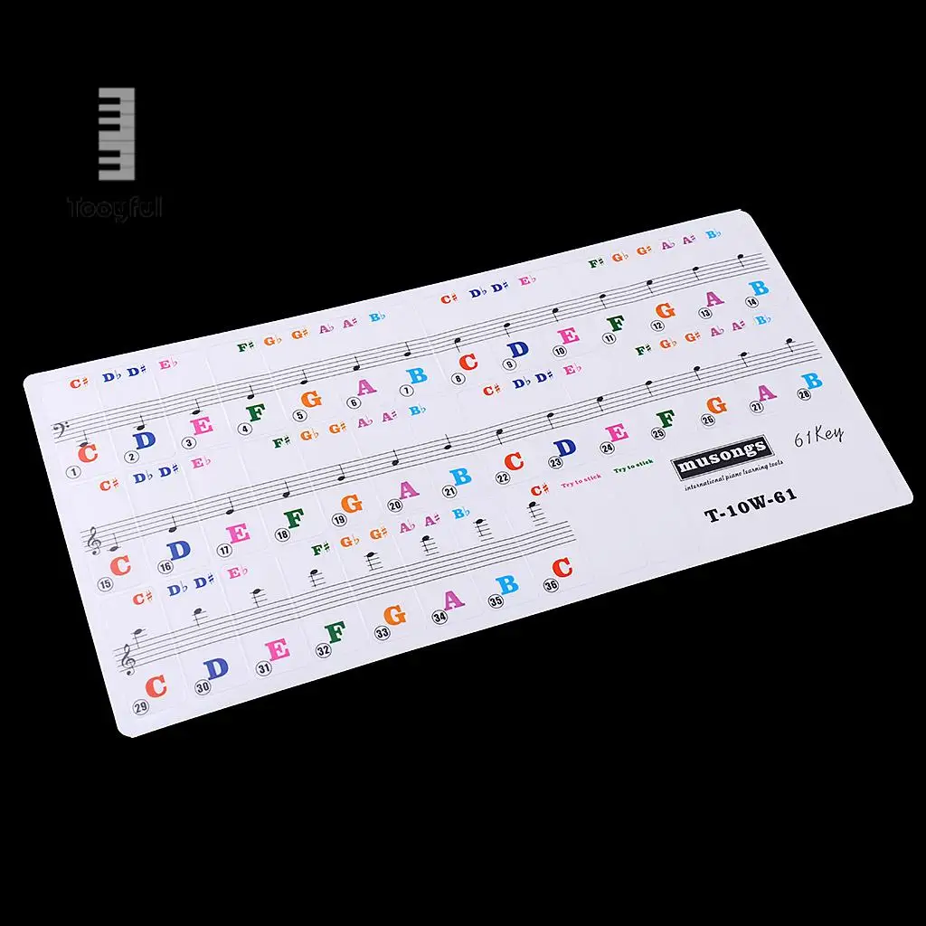 Tooyful 61 Key Piano Electronic Keyboard Sticker Letter Decal for Beginner Amateur Piano Practice Accessory 23.5 x 11.5cm