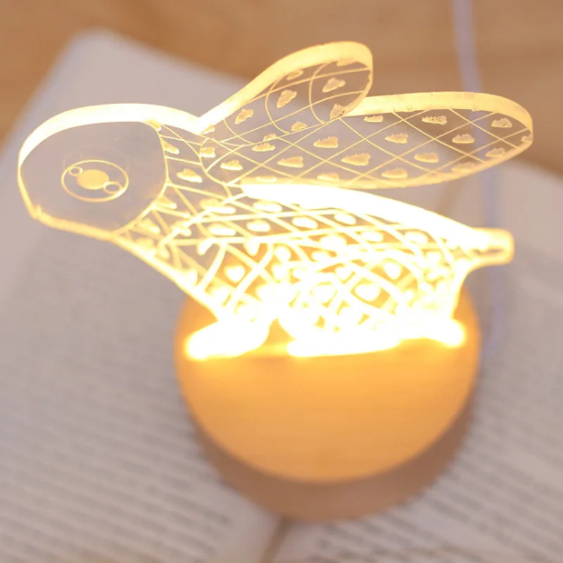 

Rabbit shape 3D night light cartoon Anthony Bunny Creative LED table lamp brightness adjustable child bedroom indoor lamp