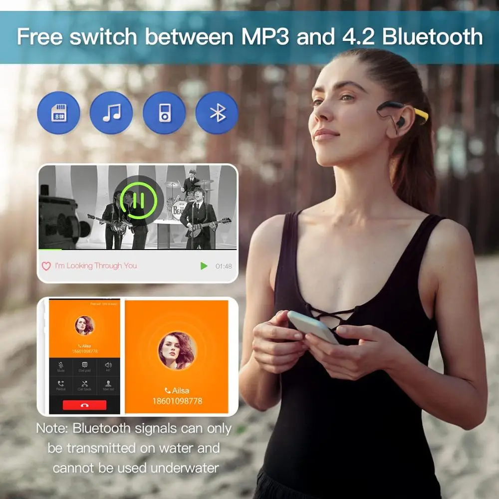 Tayogo Bluetooth 100% водонепроницаемый MP3 музыкальный плеер наушники подводные Hi Fi