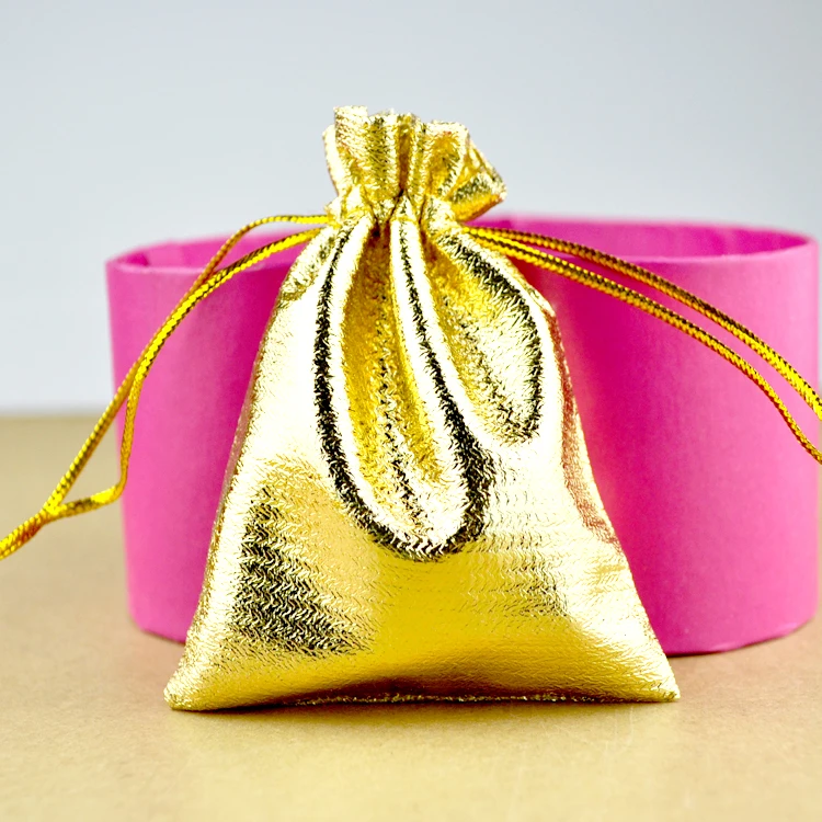 Buy Wholesale 100pcs/lot Gold Satin Gift Bag 9x12cm