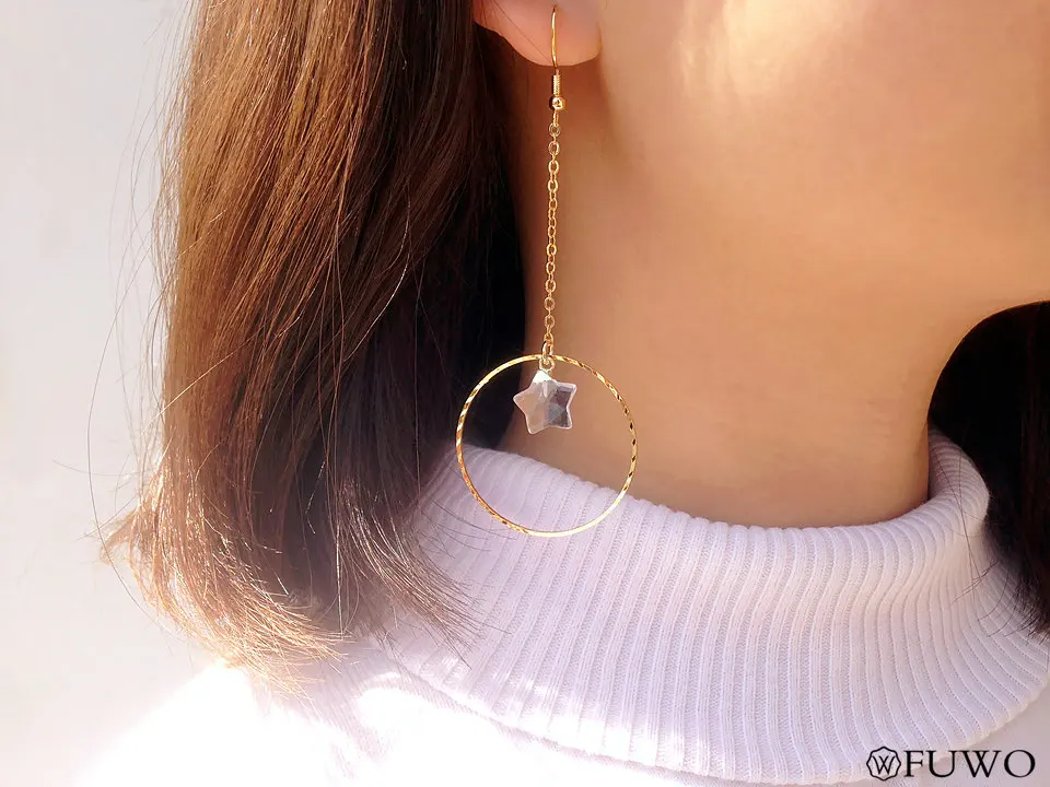 Gold Circle Rock Crystal Earrings 10