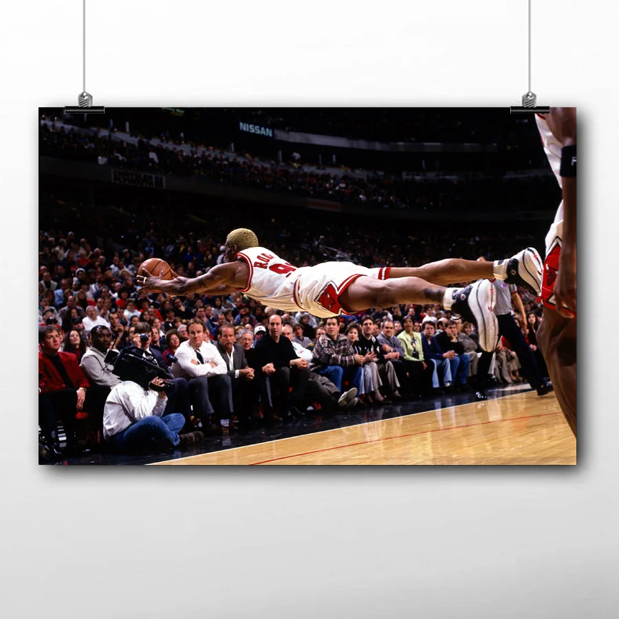 

Basketball Poster 1997 Dennis Rodman classic Saves Moment, he looks fly Picture Canvas Print For Home Room Decor