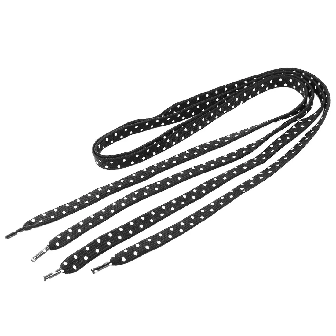 

UXCELL Plastic Tip Dots Pattern Nylon Flat String Shoelaces Black White 114Cm Long 2 Pcs