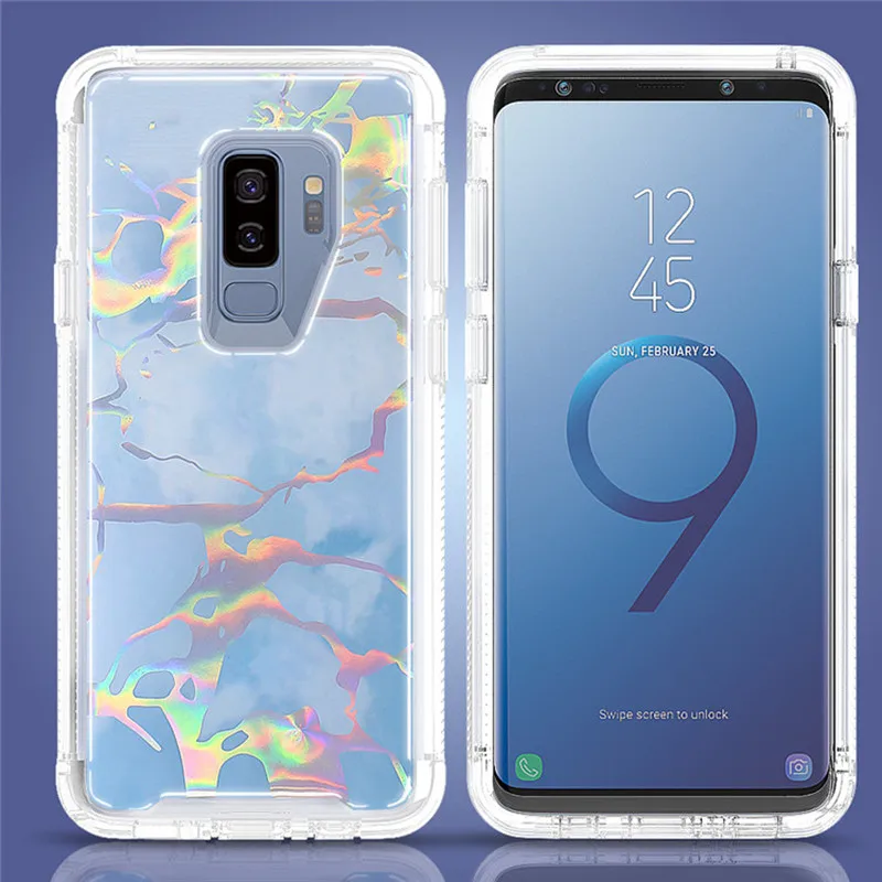 

Fashion Dazzle Colour Marble Style Phone Case for Samsung Galaxy S9 S10 Plus S10 E Note 9 PC+TPU Full Body Shockproof Case Cover