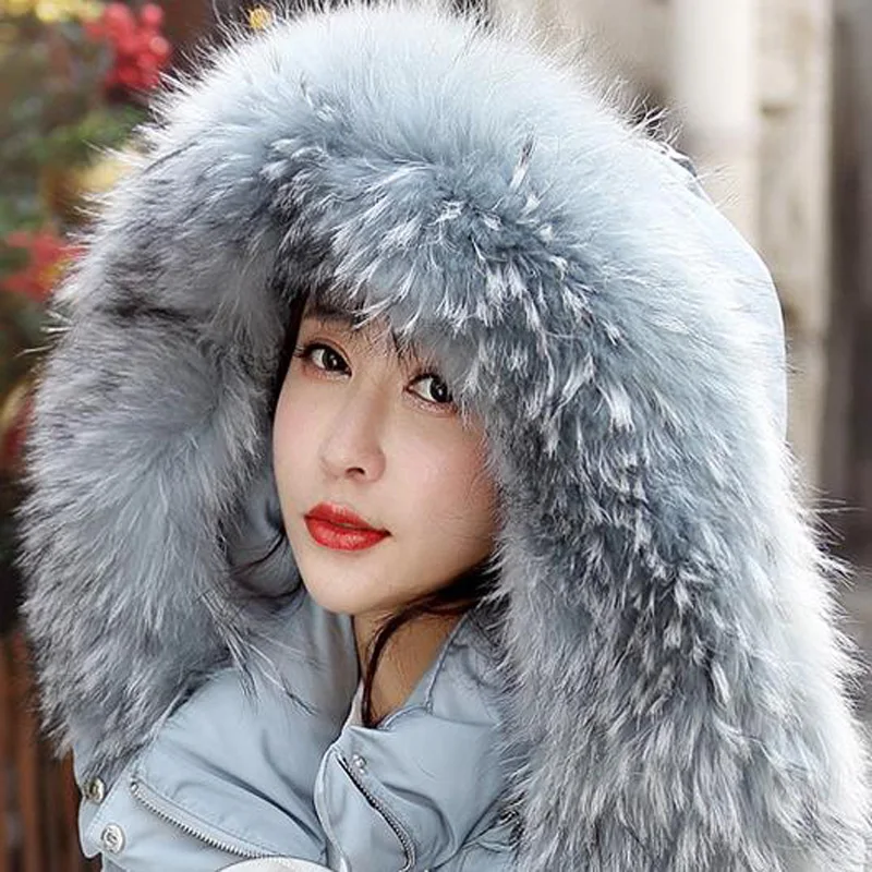 Jvzkass 2018 new Fur Winter Jacket Women White Duck Parka Jackets Natural Raccoon Fur Collar Female Winter Coat Women Parkas Z23