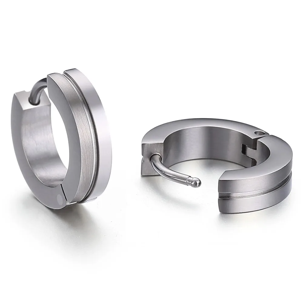 

Hiphop Small Hoop Earrings Pure Titanium Punk Biker Silver Color Ear Jewelry for Boy Girl Waterproof No-allergic TIE004