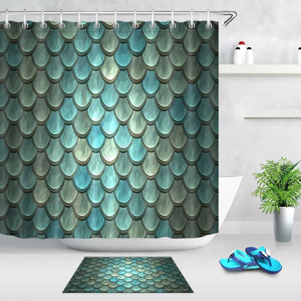 Lb 72 Custom Luxury Fish Scales Bath Mat And Shower Curtain Liner Set Waterproof Polyester Bathroom Fabric For Bathtub Decor Shower Curtains Aliexpress