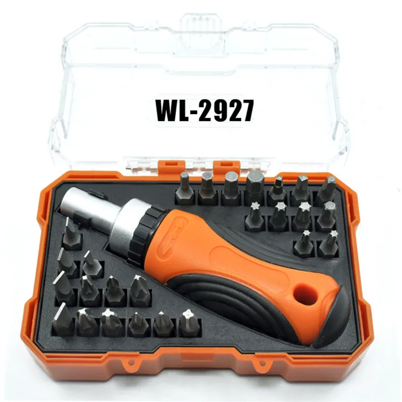 

WLXY 27 in 1 Precision Ratchet Screwdriver Set Include Phillips Slotted Torx Star Pozi Screwdrivers Bits