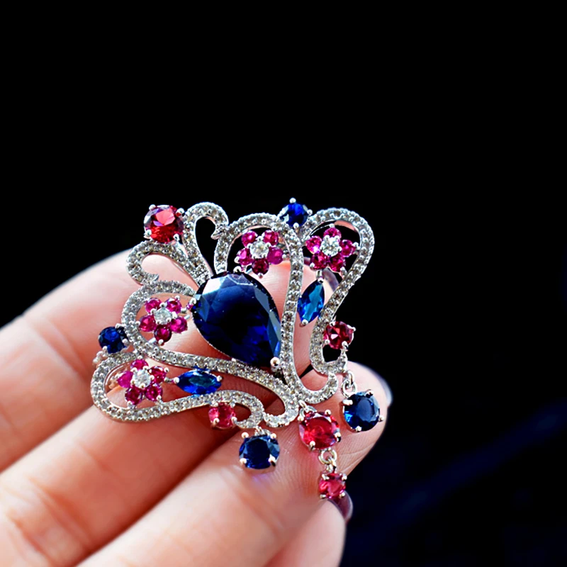 

Korean Crystal Zircon Brooches Fashion Women Pin Brooch Gift Jewelry Cubic Zirconia Flower Corsage Accessories
