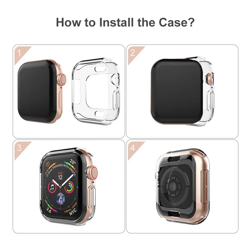 Чехол для Apple Watch Series 4 40 мм 44 мм мягкий ТПУ все вокруг защитные чехлы ультратонкий HD Прозрачный бампер крышка для iWatch