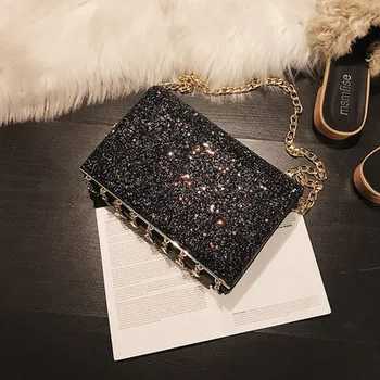 

by dhl or ems 50pcs 2018 Sequins Chain Shoulder Bag Women Crossbody Bags Bling Shine Evening Party Bag Tassel Flap Handbag