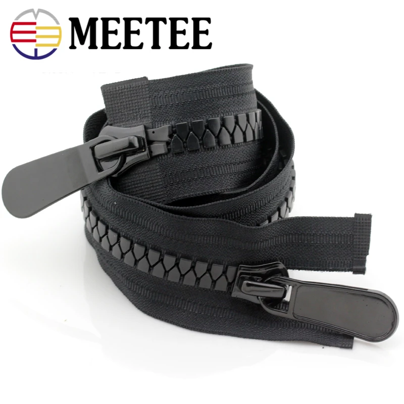 Meetee 20# очень большие пластиковые застежки-молнии черный двойной слайдер Open-end молния для шитья пуховика пальто спальный мешок палатка молнии