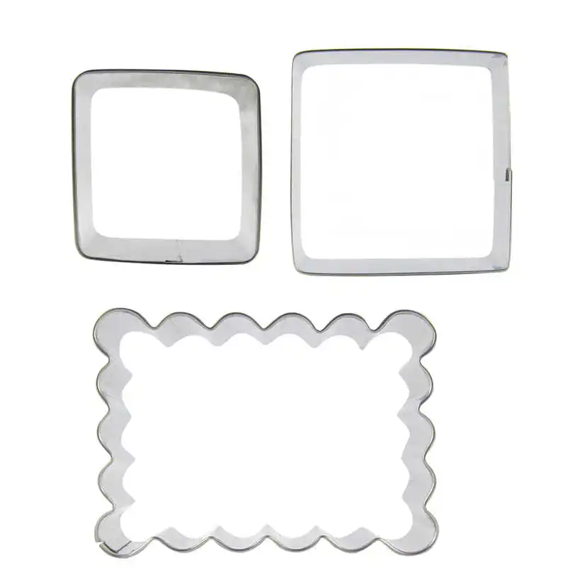

Small Square,Wavy Rectangular shape 3 piece biscuit cutting molds, baking tools, cake decorating soft candy tools.
