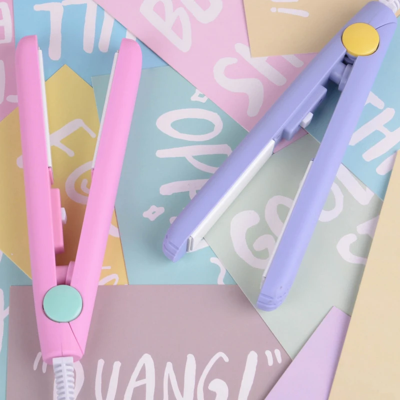 

At Fashion Small hair straightener iron Electric Mini hair straightener home use girl Magic travel portable hair styling tools