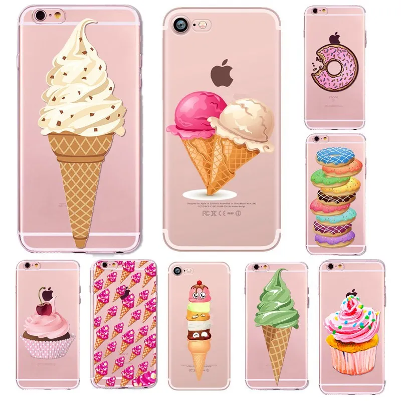 Phone Case For iPhone 6 6S Cover Cupcake Donut Ice Cream Soft Silicone TPU X 10 5S 5 SE 8 7 7plus 8plus Capa |