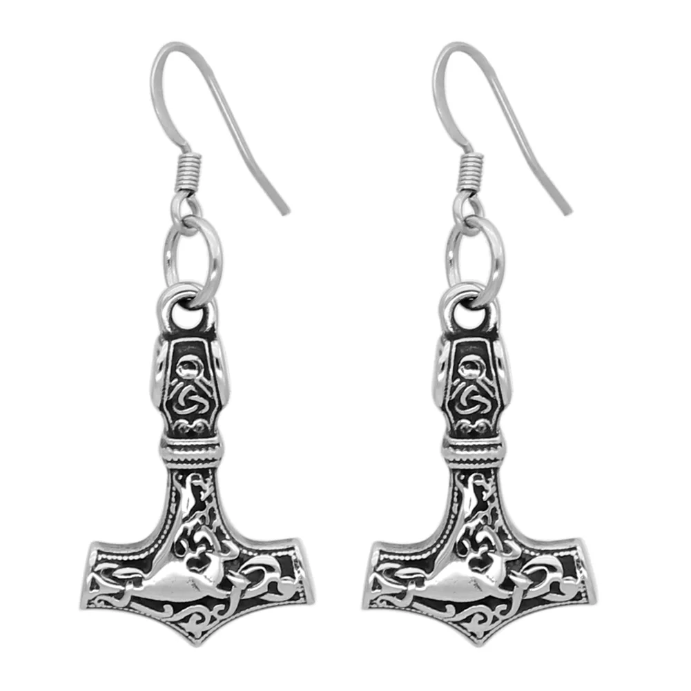 Скандинавский Викинг рун маленькие thor hammer Mjolnir серьги из нержавеющей стали с