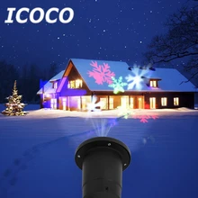 ICOCO 110-240 в, Лампа для проектора в виде снежинки IP65, уличный Водонепроницаемый светодиодный светильник, романтическая лампа для украшения праздничного пейзажа, прожектор