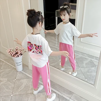 

Girls'Suit Summer Suit 2019 New Kids' Sports Kids'Fashion Net Red Kids' Two Suits