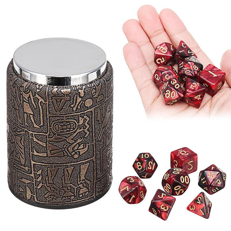 7x. Многогранный кубики + кожа Кубок кости для Подземелья и Драконы DND RPG MTG'|Юный