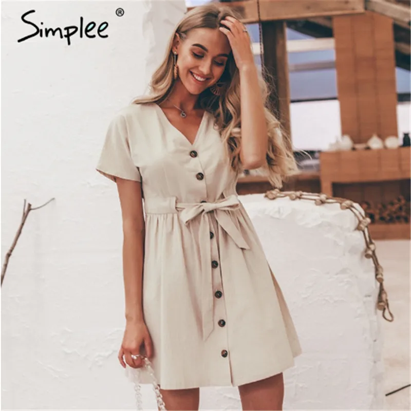 Spring/summer 2019 new alpaca amazon cardigan vintage cotton and hemp dress v -neck short-sleeved belted midi-length Spring/summer 2019 new alpaca amazon cardigan vintage cotton and hemp dress v -neck short-sleeved belted midi-length