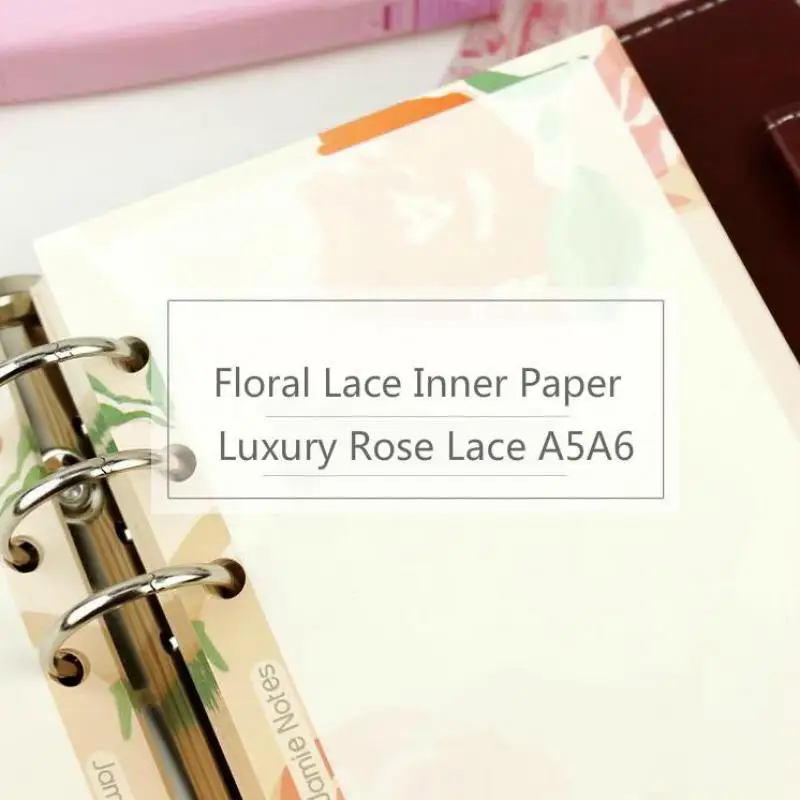 Jamie Notes Luxury Rose Lace Inner Paper A56 For Filofax Dokibook Notebook 2018 Planner Vintage Color Diary Refill Filler Paper
