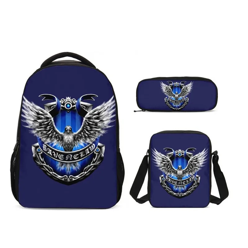 

3Pcs/Set Portfolio School For Bags Boys Girls Ravenclaw Letter Fantasy Magic Academy 3D Printing Backpacks Teenager Kids Bookbag