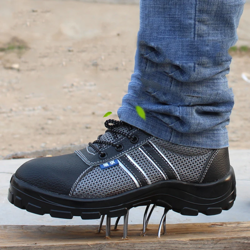 

Men's Steel Toe Work Safety Shoes Cow Leather Material Upper and Puncture-proof Soles Plus Size 36-46 MS71