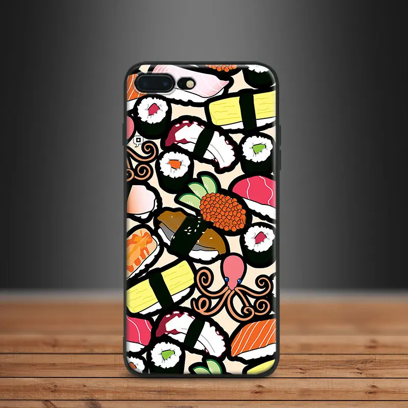 

Japanese Sushi Cartoon style Coque Tpu Soft Silicone Phone Case Cover Shell For Apple IPhone 5 5s SE 6 6s 7 8 Plus X 10