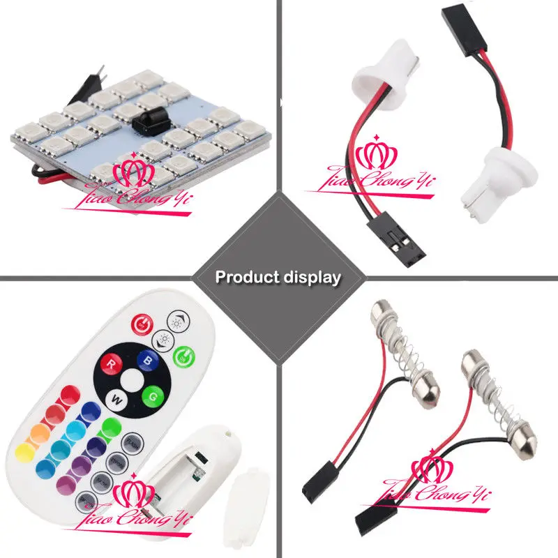 2 блока T10 Festoon 36SMD RGB светодиодная купольсветильник ПА для чтения + пульт