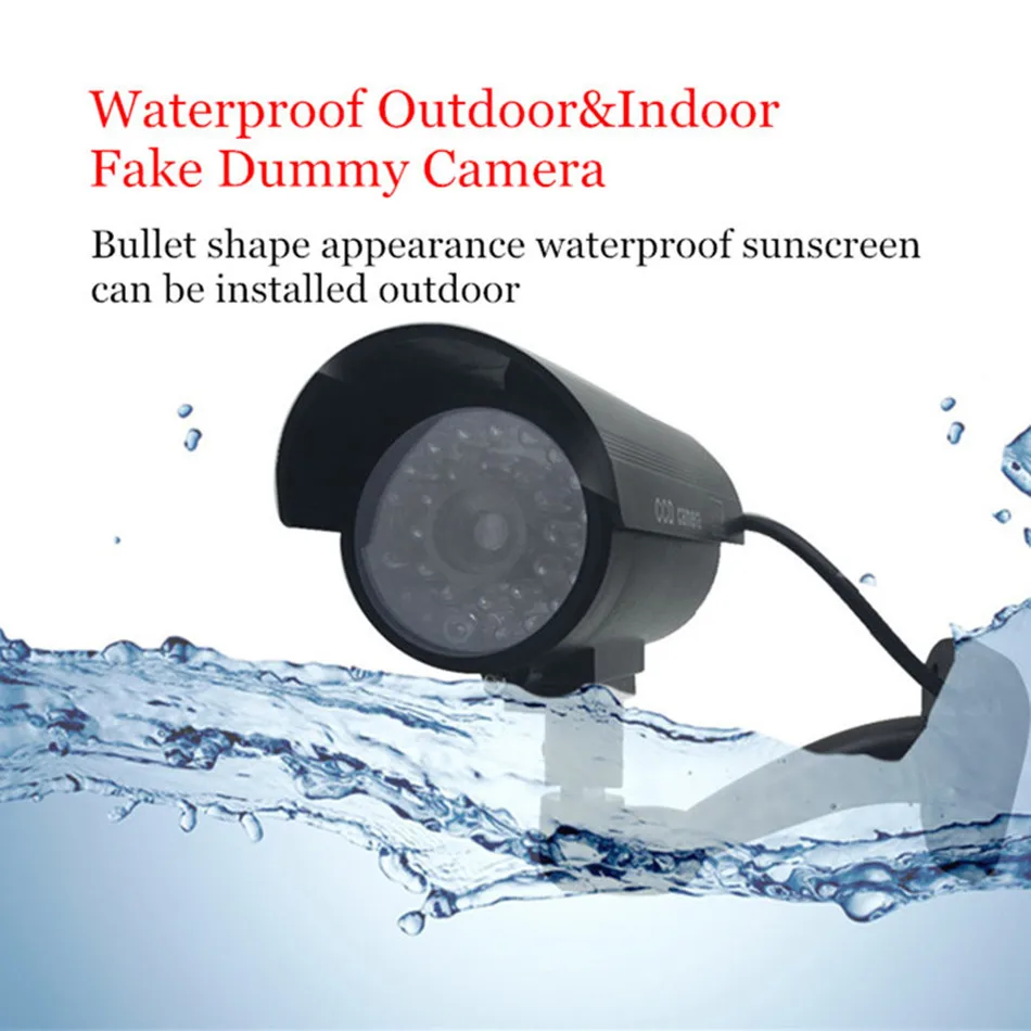 ZILNK Waterproof Dummy Camera Bullet Flashing Red LED Outdoor Indoor Fake CCTV Security Simulation Camera Silver Free Shipping