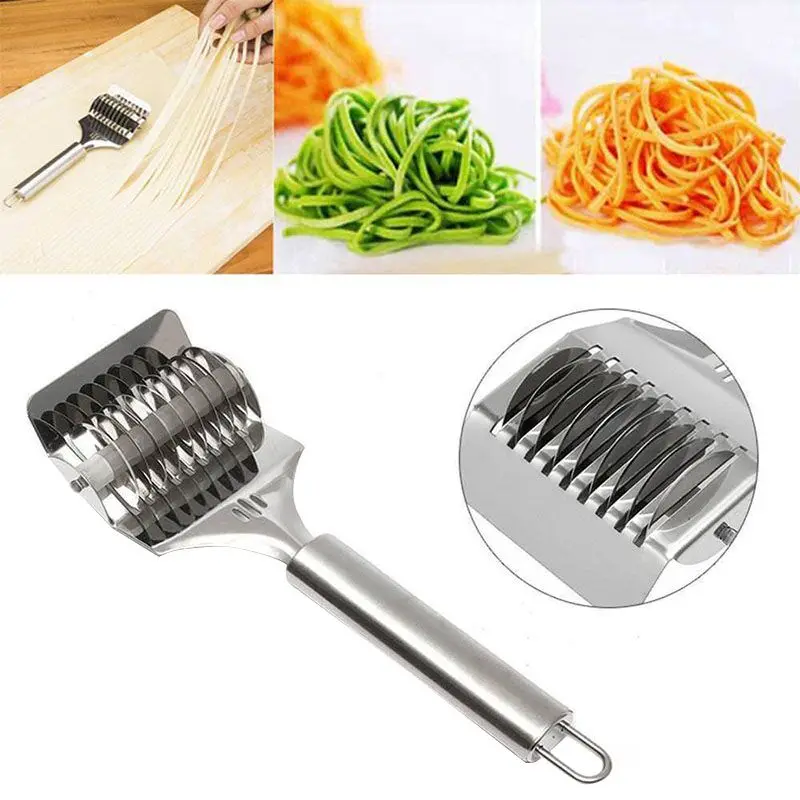 

Creative Stainless Steel Spaghetti Noodle Maker Lattice Roller Docker Dough Cutter Tool Kitchen Helper DIY Dough Cutting Tools