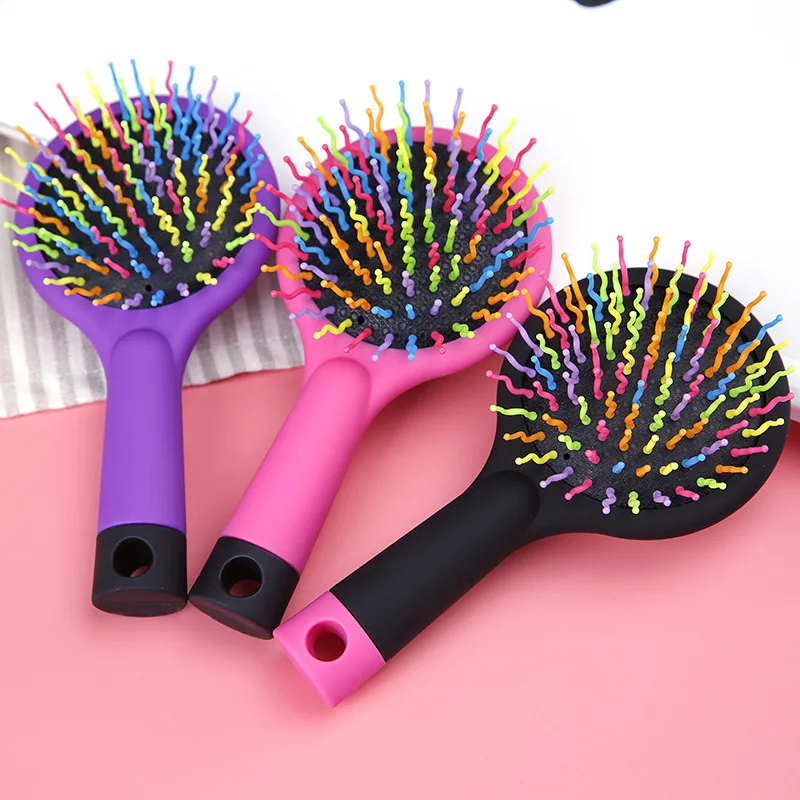 Portable Rainbow Airbag Comb Anti-static Hairdressing  Massager Combs Air Cushion Comb Makeup For Women With Mirror