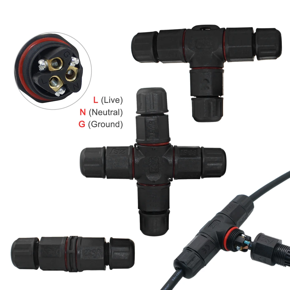 

IP68 Waterproof LED Connector Outdoor Use Wire Connector Straight/T Shape/Cross Shape 3pin Cable Connector For Garden Led Light
