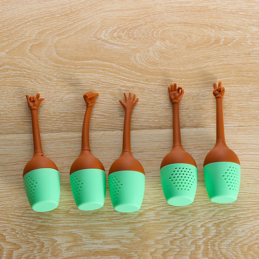 1 PCSilicone ситечко для травяных специй держатель пивоварения инструменты фильтр забавные жесты для рук Чай заварочный кухонный гаджет