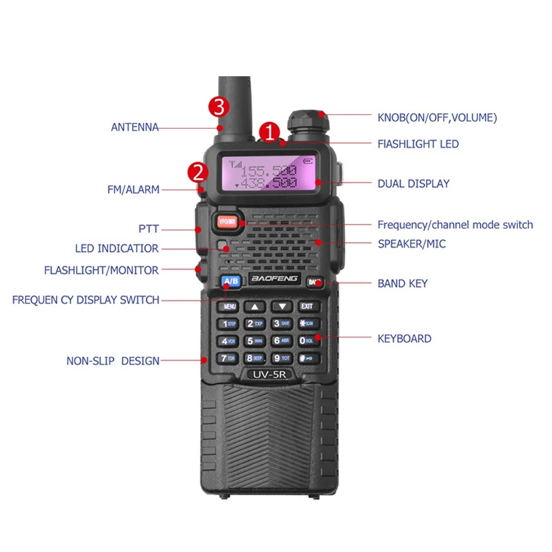 2pcs Baofeng UV 5R 3800 MAh Long Range Walkie Talkie 10KM Dual Band UHF VHF UV5R 2