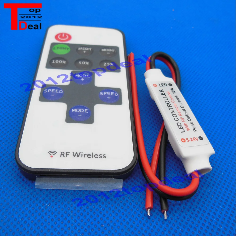 

Mini DC 12V Led Controller Dimmer 6A Wireless RF Remote to Control Single Color Strip Lighting 3528 5050 led strip